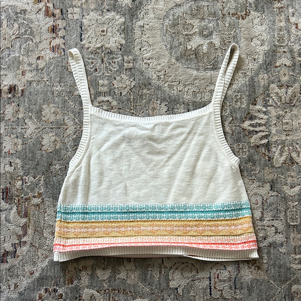 O'Neill Cream Tank Top with Colorful Stripes